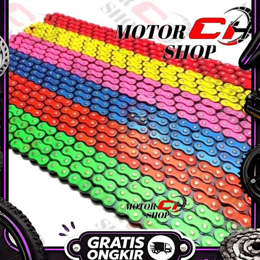 Rantai 428 H 130 L Rantai Merah Biru Oren Hijau Stabilo Kuning
