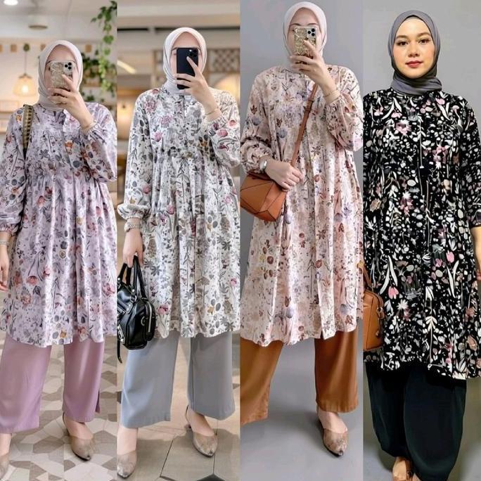 [CUCI GUDANG] New Oneset Long Tunik Novela Setelan Rayon Premium Wanita Busui Katun Diamond Atasan B