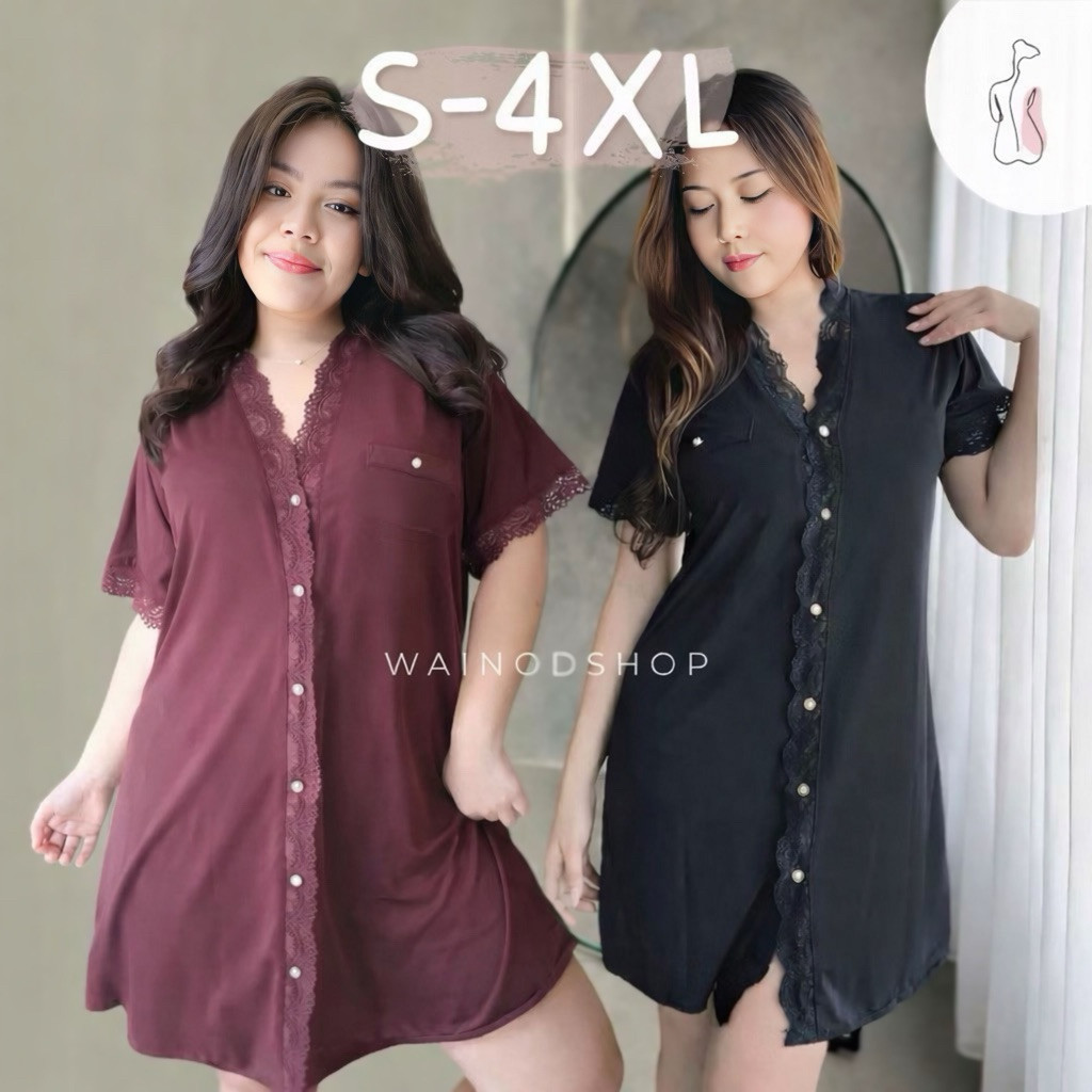 Pamela S-4XL Daster tidur Sleepwear Dress - Wainod