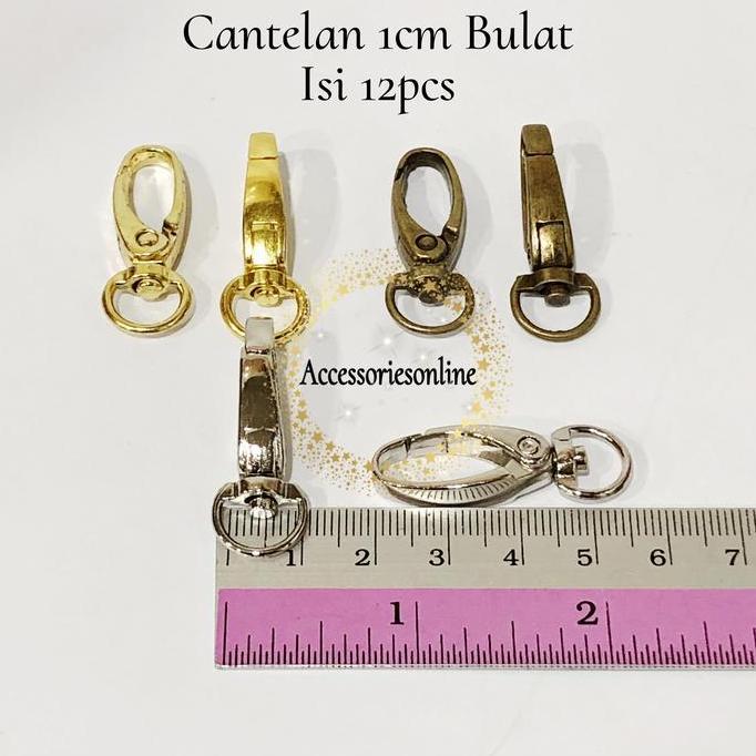 Juinju- Cantelan Tas/Cantelan Id Card/Kaitan Tas 1 Cm/K77 Std Bulat - 12Pcs