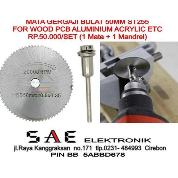 1SET MATA GERGAJI BULAT 50MM (1MATA PEMOTONG + 1AS MANDRELL)