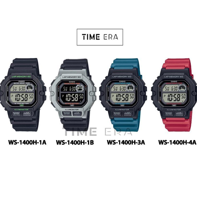 Casio General WS1400H-1A 3A / WS-1400H-1B 4A Jam Tangan Pria Lap Memory 60 Digital Karet