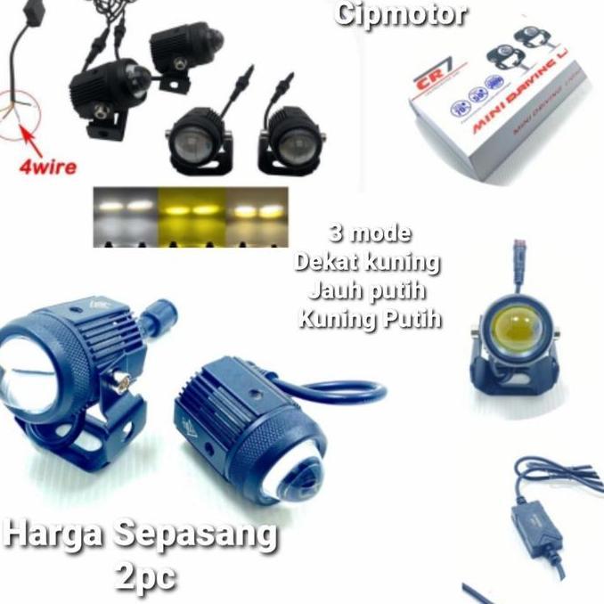 Lampu Tembak D2 Laser Mini Driving Light Putih Kuning Waterproof Cr7