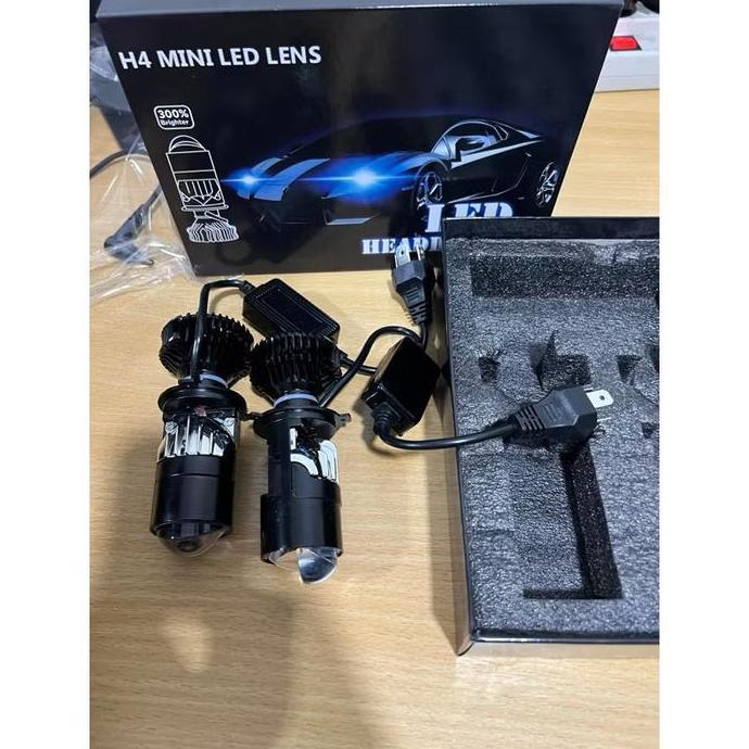 Lampu Led  Y7 Projie H4 Mini Projector Lens Lensa Mobil Motor -  Y7 -H4 Blue Lens