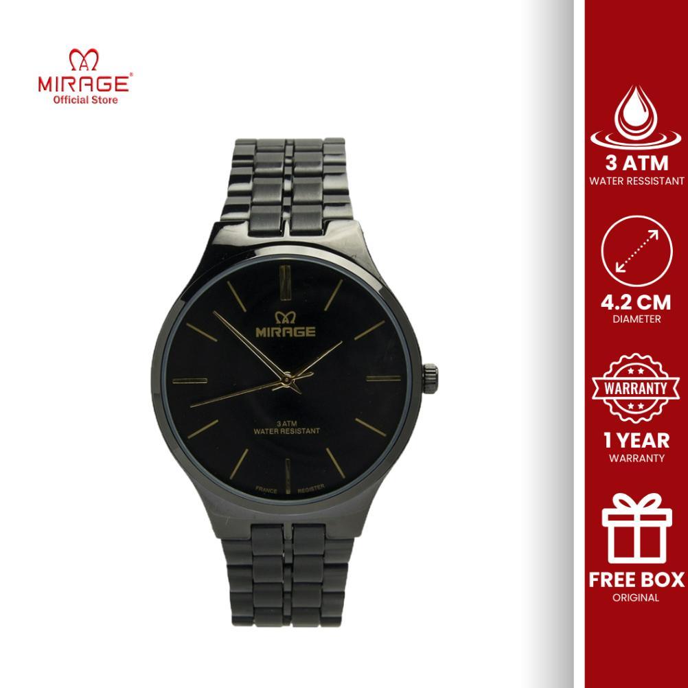 Mirage Jam Tangan Pria Kasual Original Hitam 18602 M Analog Water Resistant 3 ATM Anti Karat