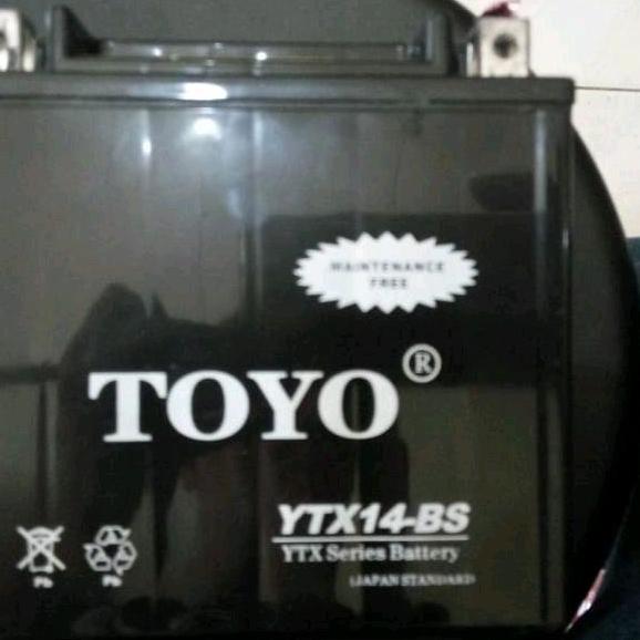 Aki Motor Piaggio Mp3 Toyo Ytx14-Bs 14Ah