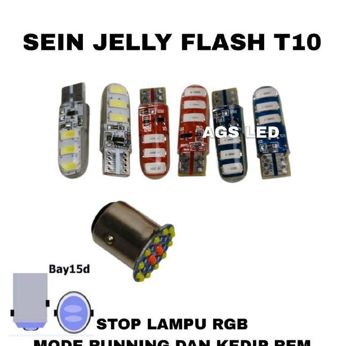 Paket Stop Led Sein Led Motor Sein Jelly T10 Kedip Lampu Stop Rgb Arus Dc Paket 2 Biji Sein 1 Biji L