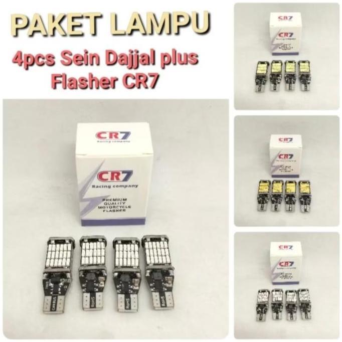 Paket 4Pcs Lampu Sen Dajjal Plus Flasher Sen Cr7 Sein Dajjal Led Motor Universal