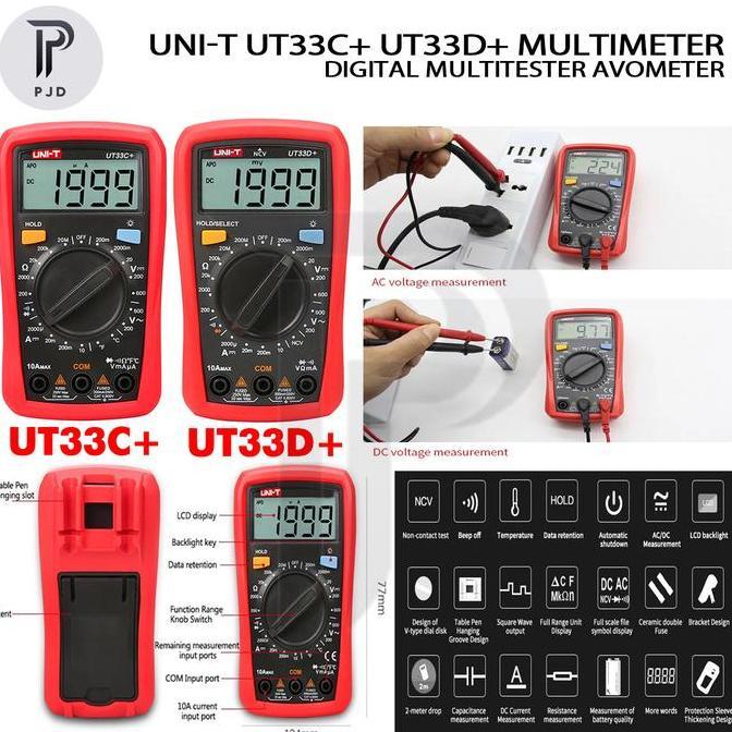 HARGA TERBAIK - UNI-T UT33C+ UT33D+ Digital Multimeter Avo Meter Multitester Avometer