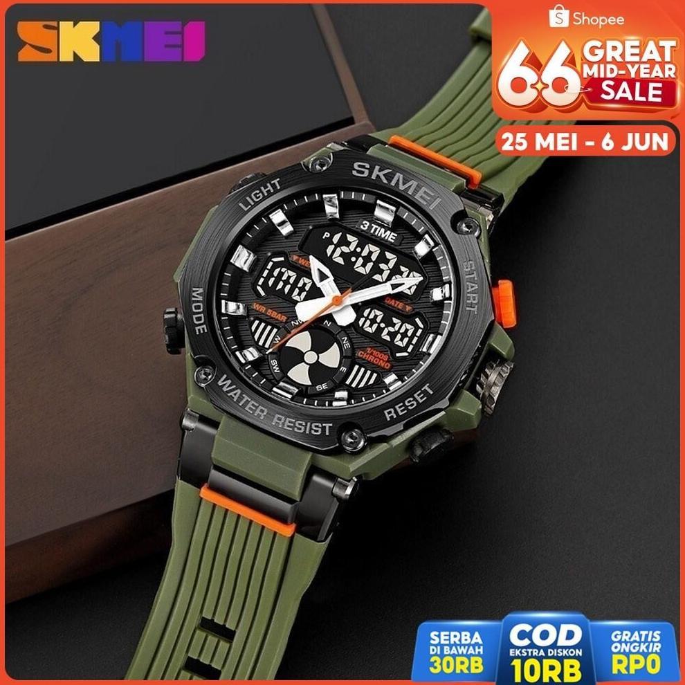 Jam Tangan Pria Dual Time SKMEI 2223 Display Ganda Original Tahan Air Menyelam JJS