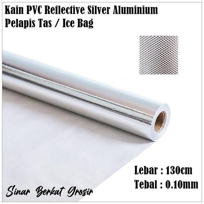 Sora- Kain Pvc Reflective Silver Aluminium / Plastik Bintik Silver Lapis Tas