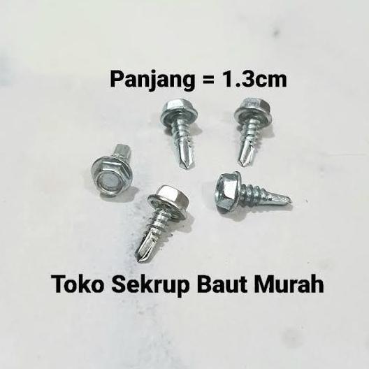 Promo Toko Sekrup Baut Murah Baut Baja Ringan Drilling Atap Galvalum 8X13 Isi 100Pcs Dengan Kunci Ke