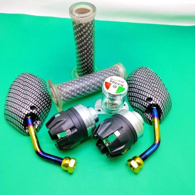 Paket Honda Beat Spion Beat Mini Twotone - Hangrip Karbon+Jalu As Roda+ Stempel Kaca Cnc Variasi Coc