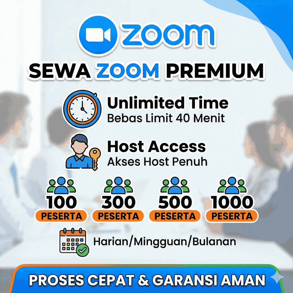 Sewa Zoom Meeting Premium Pro Unlimited Waktu 100 300 500 1000 Peserta Harian