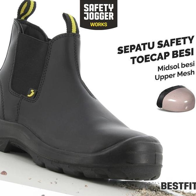 Safety Jogger Works Bestfit Black Sepatu Septi Shoes Proyek Pabrik Pria Hitam Kerja
