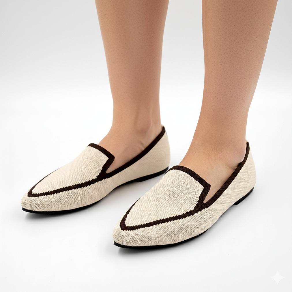 Official Winod Nandine Sepatu Knit Wanita Pointed Toe Loafers