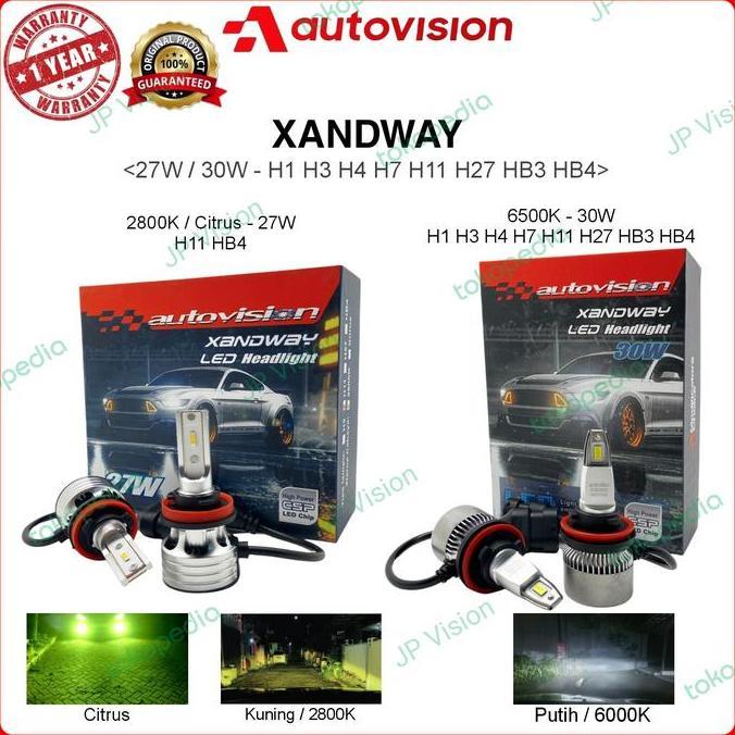 Lampu LED Mobil H11 / H7 / HB3 / HB4 Autovision Xandway 30 Watt
