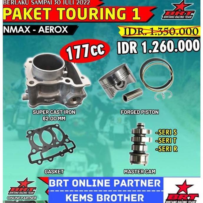 MARTEKNO BLOK AEROX NMAX BRT PISTON 62MM PLUS MASTERCAM TOURING 1 Motor