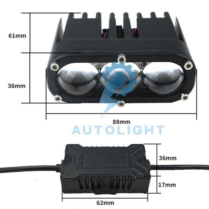 Lampu Tembak 3 mata mini projie mini laser 3 mata auto light 120W/Pasang U22 U Premium Series