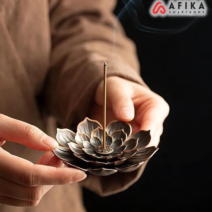SHANNOORA Tempat Bakar Hio Lingkar Dupa Lotus Stick Incense Holder