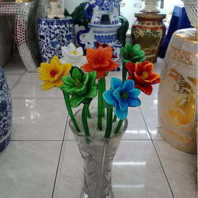 Bunga Mawar Kristal / Bunga Mawar Kaca tinggi 35 cm