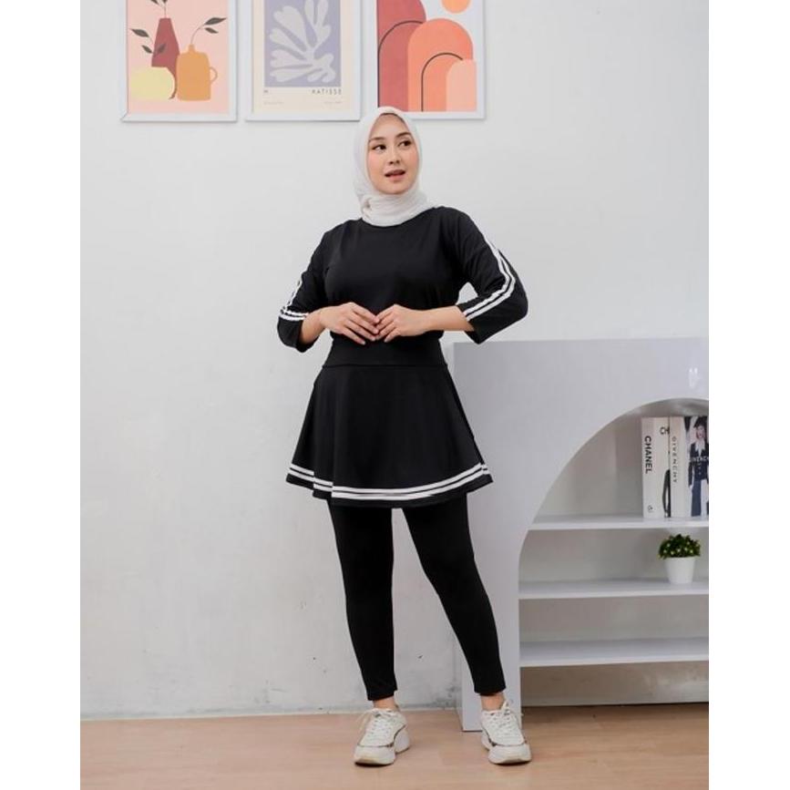 Atlana - One Set Jersey Zumba Yoga Tenis Bersepeda Olahraga - Setelan Rok Legging/ legging Olahraga 