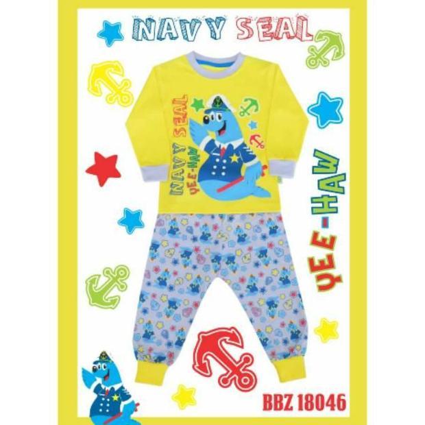 HARGA GROSIR - BONBINZOO - Setelan Baju Tidur Katun Anak  1-6 Tahun SNI Piyama Anak Motif Navy Seal 