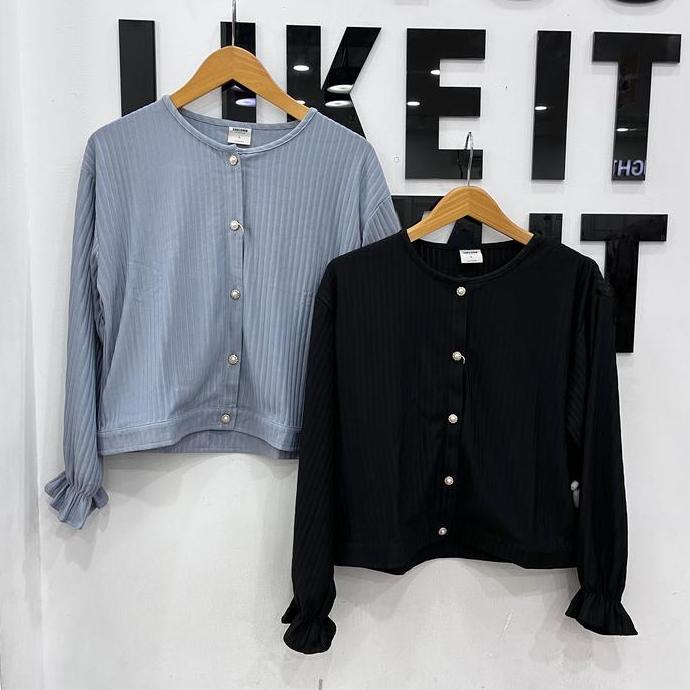 3Second Knit Cardigan Outer Jaket Wanita 030625,040625 Basic Hitam Panjang Knitwear Nyaman Atasan