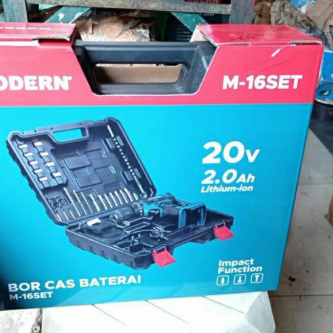 Mesin Bor Baterai Tembok Cordless Drill M-16 20V 2.0Ah Modern