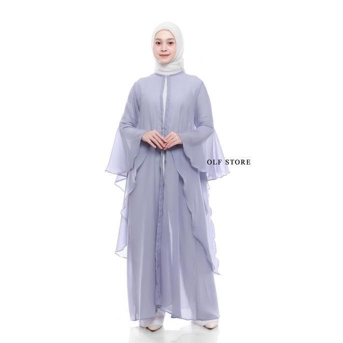 Olf Outer Long Abaya Ceruty Polos Gamis Cardigan Ceruty Wanita