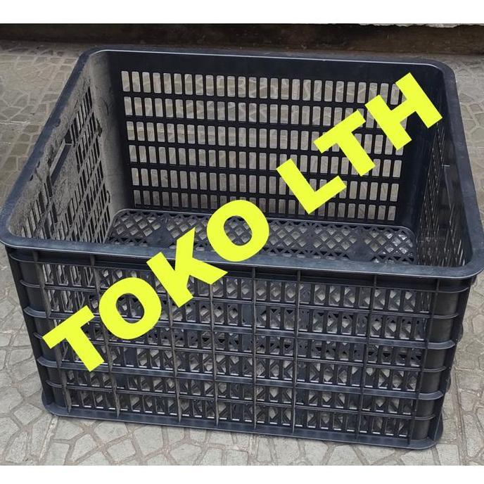 CONTAINER KERANJANG INDUSTRI BOX WADAH SERBAGUNA KRAT LUBANG HITAM