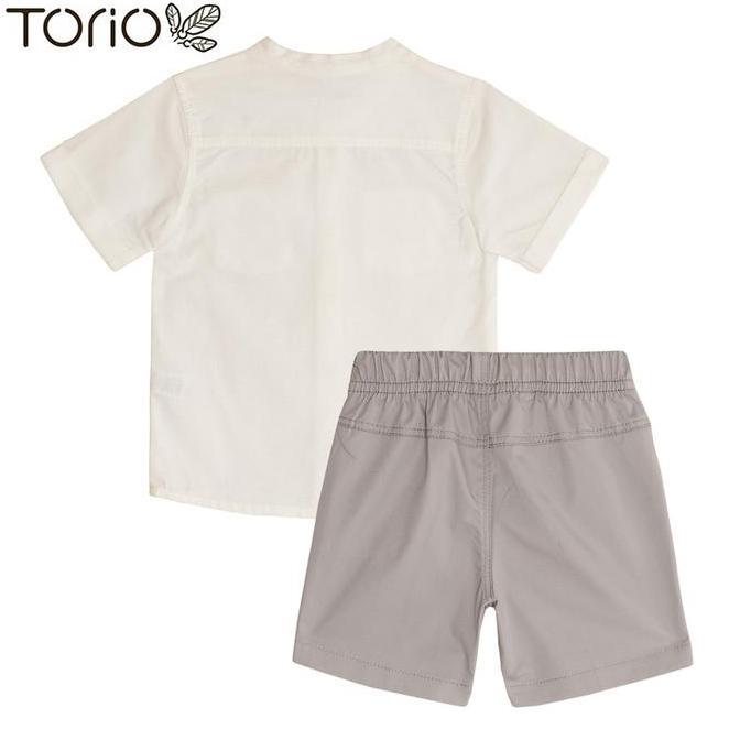 HARGA PABRIK - TORIO Short Pant Set Kids White Essential - Baju Anak - Setelan Anak Laki-laki