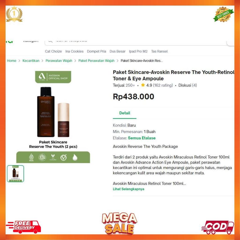 Paket Skincare-Avoskin Reserve The Youth-Retinol Toner & Eye Ampoule [K2]