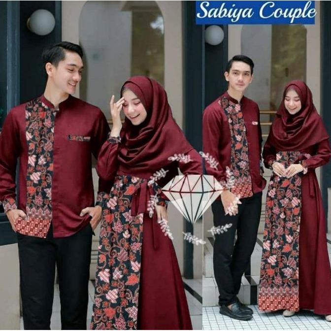 WB 3 UKURAN CP COUPLE SABIYA BATIK MOSCREPE COUPLE KONDANGAN LEBARAN MR Gamis Katun Pasangan  Keluar