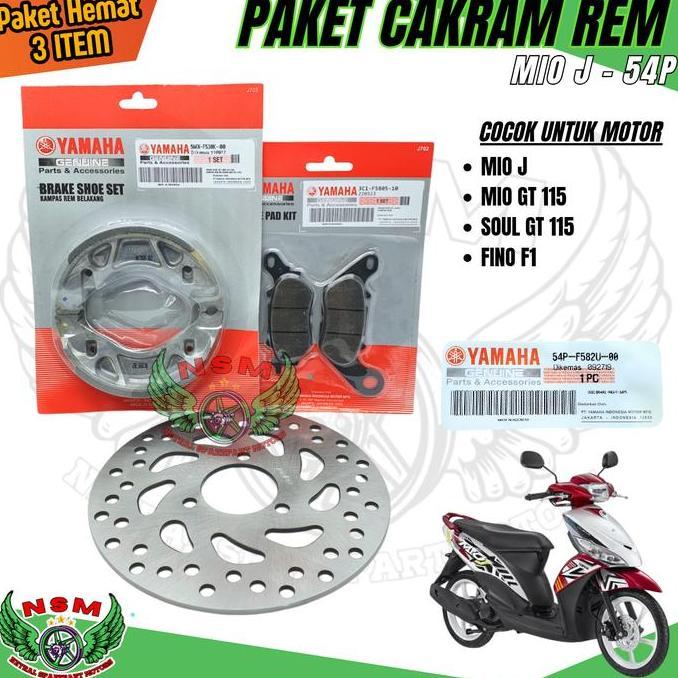 Paket Cakram Rem 3 Item 54P Mio J,Mio Gt,Soul Gt,Fino F1 / Paket Piringan Cakram Depan Mio J+Dispad 