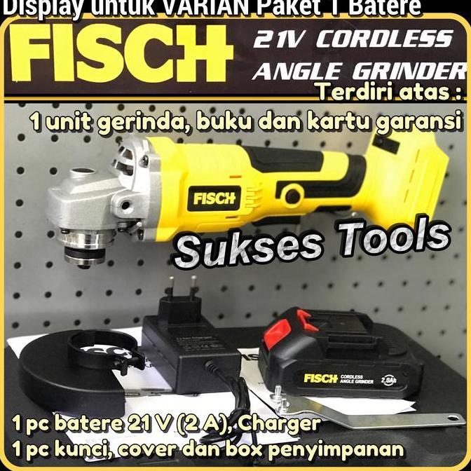 Mesin Gerinda Baterai Non / Fisch 21 V Cordless Angle Grinder 4 "