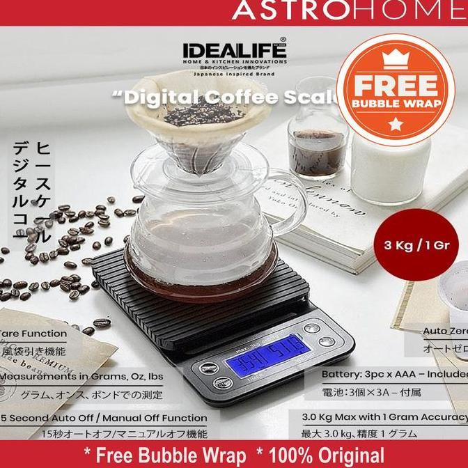 Idealife Timbangan Kopi Dital ILC IL C 3KG/0.1GR Display LED Silicone Anti Slip Pad 15 Detik Otomati