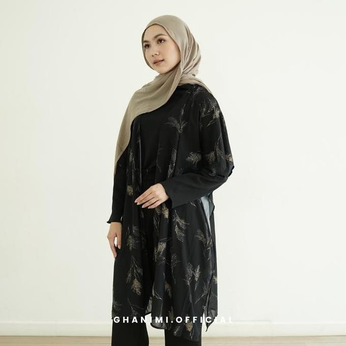 Ghanimi - Alicia Outer / Outer Motif / Outer Panjang / Long Outer Lengan Batwing / Atasan Basic Wani
