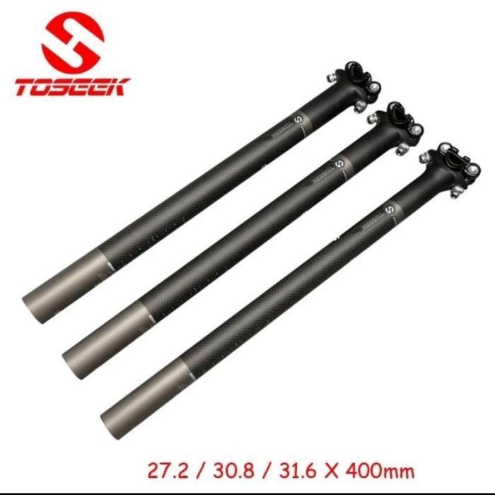 Seatpost TOSEEK 27.2 30.8 31.6 Carbon Ultra Light 400mm Tiang Sadel Carbon TOSEEK