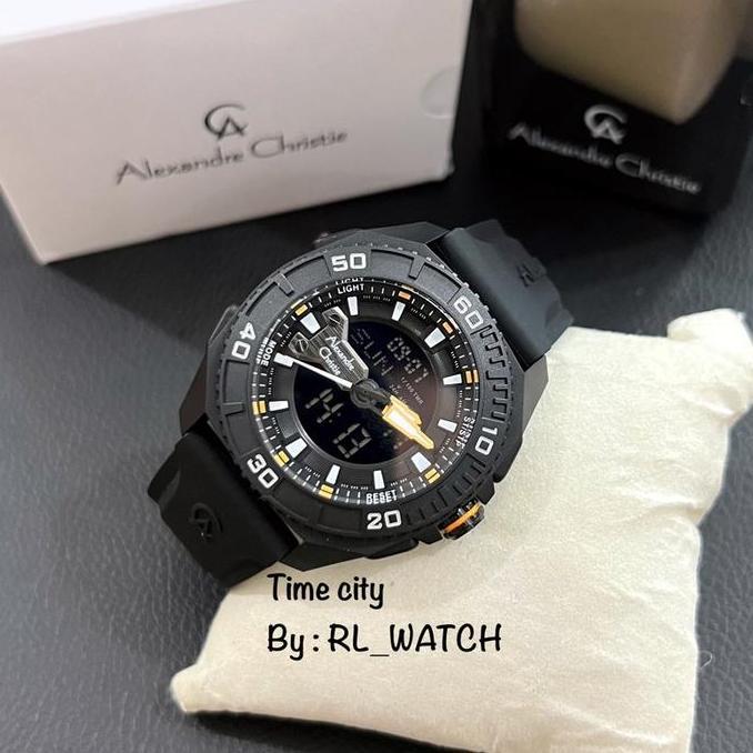 Jam Pria Alexandre Christie AC9502 Digital Analog Karet