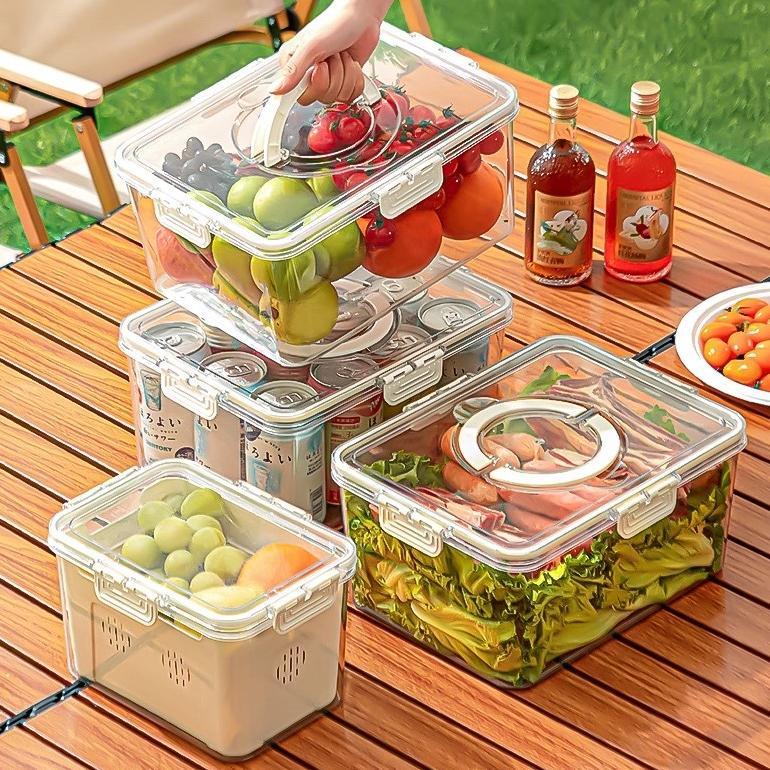 NEW DEALS FSB Container Kulkas Tempat Peyimpanan Kotak Penyimpanan Kulkas Rak Portabel Disegel Gespe