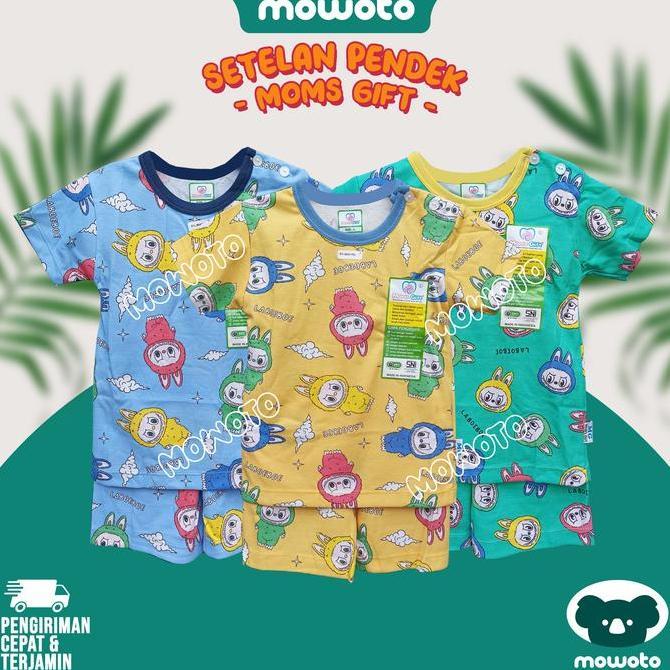 [ HARGA SATUAN ] Setelan PENDEK Moms Gift ( 1-4 tahun ) Setelan Baju Anak Perempuan - Mowoto