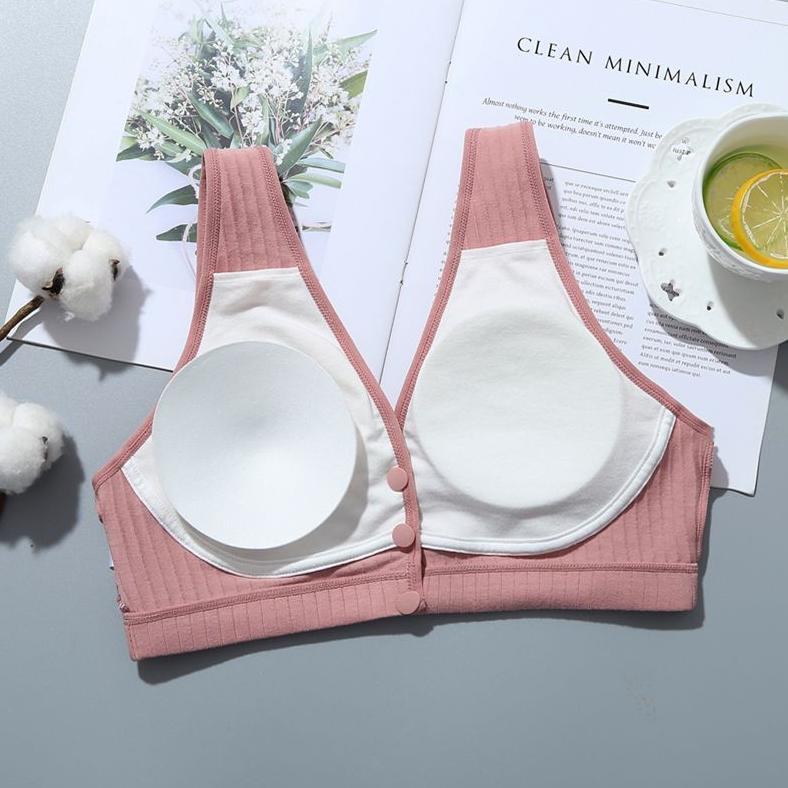 ORIGINAL 2PCS BH Menyusui Bra Hamil Kancing Depan Tanpa Kabel Bra Nursing Bra Wanita Kawat Katun 101