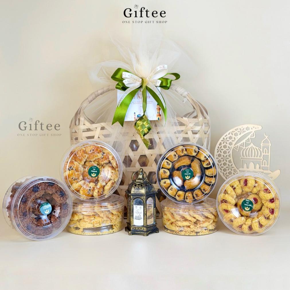 VIREXACORNER HAMPERS LEBARAN CAIRO PARCEL SET KUE KERING KERANJANG COOKIES TAS ANYAMAN BAMBU ROTAN K