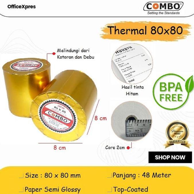 DERADUAJI (1 DUS) Kertas Thermal 80x80 / Struk Kasir 80 x 80 / Kertas Roll Mesin Thermal 80x80 / The