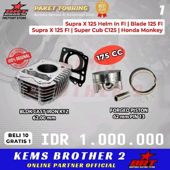 ZISIMAHE PAKET BORE UP SUPRA X 125 FI INJEKSI BLADE 125 FI ORIGINAL BRT