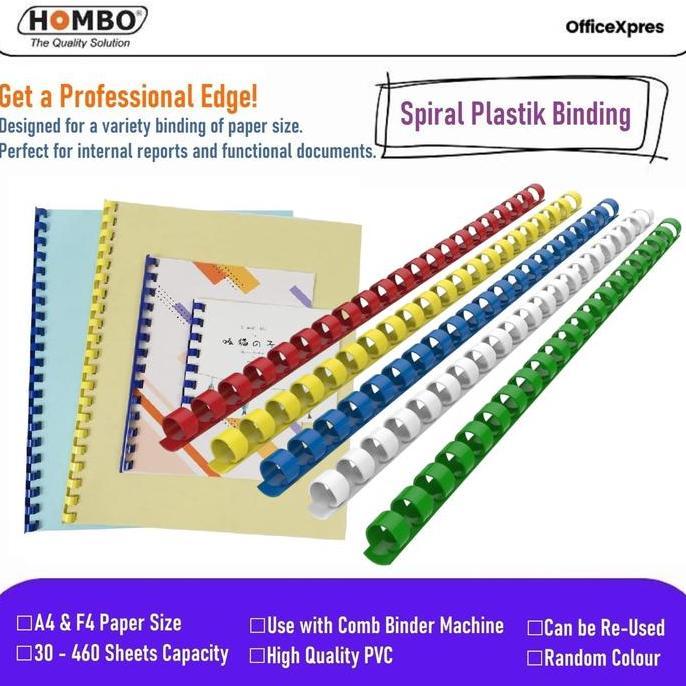DERADUAJI Jilid Spiral Plastik Warna A4, F4 / Plastik Binding Warna Hombo