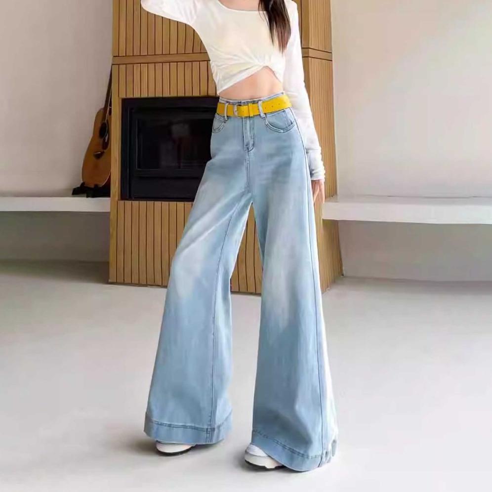 NEW ARRIVAL Celana  Putih Cutbray Jeans Panjang Wanita Celana Pinggang Tinggi Celana Kulot Jeans Put