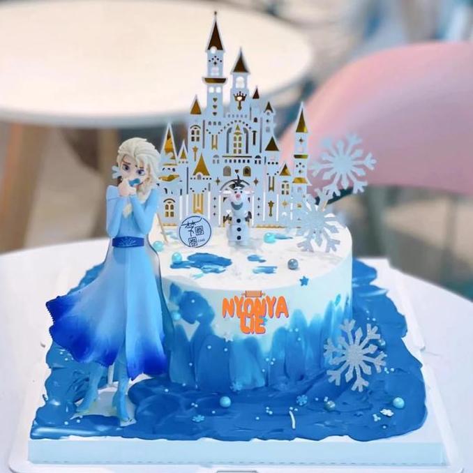 CCF01A Cake Topper FROZEN 3D JUMBO ELSA Figure Boneka Karakter Dekor Kue Ulang Tahun Nyonya Lie