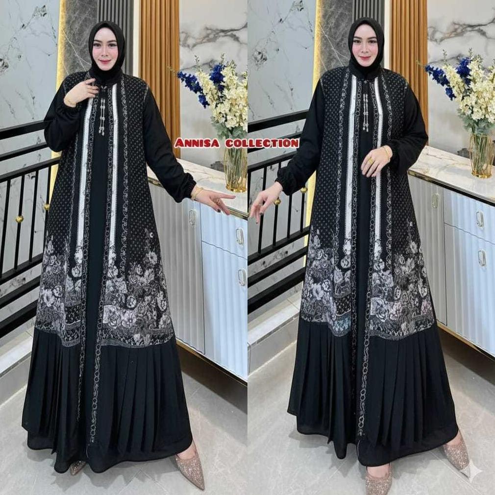 Jh85 Gamis Ceruty Premium  Payet Depan, Gamis Busui Friendly Tanpa Hijab, Gamis Dewasa Gamis Ceruty 